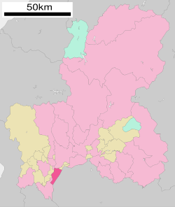 Ubicación de Hashima en la prefectura de Gifu