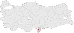 Hatay tartomány elhelyezkedése Törökország térképén