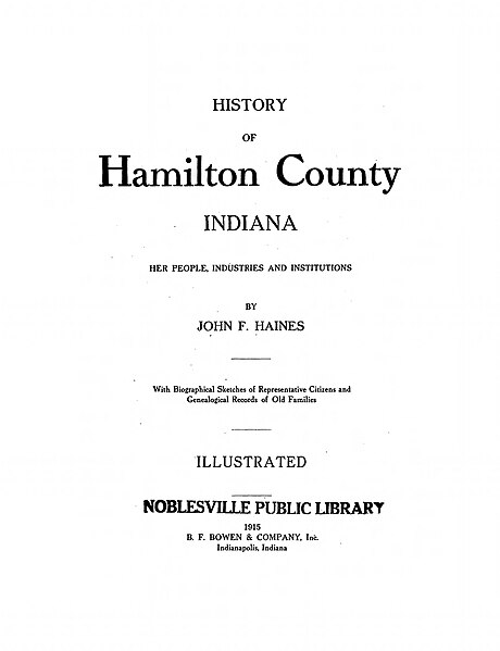 Illustrated history of Hamilton County, Indiana