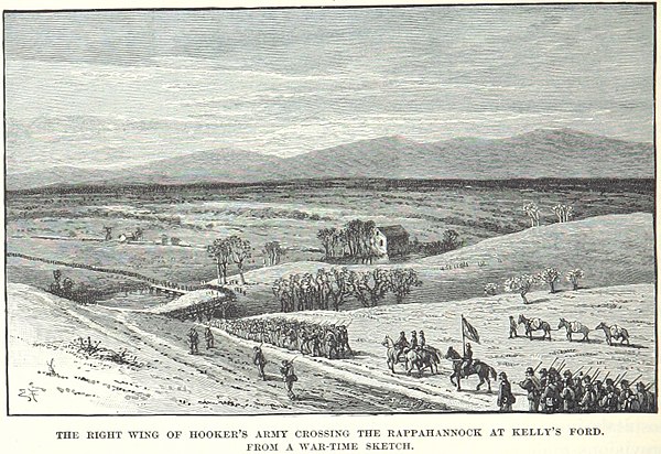 Troops on Hooker's right cross the Rappahannock, by Edwin Forbes