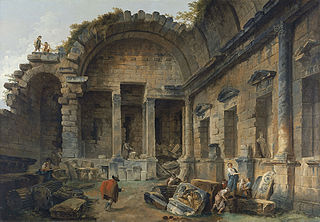 Intérieur du Temple de Diane à Nîmes