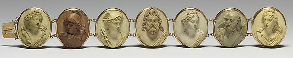 An Italian cameo bracelet representing the days of the week by their eponymous deities (mid-19th century, Walters Art Museum)