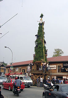 Procession of Jana Baha Dyah Jatra, the Bodhisattva of compassion in Kathmandu Janabaha durbar.jpg