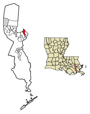 Jefferson Parish Louisiana Incorporated and Unincorporated areas Gretna Highlighted.svg