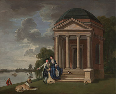 David Garrick and his Wife by his Temple to Shakespeare at Hampton (c. 1762)