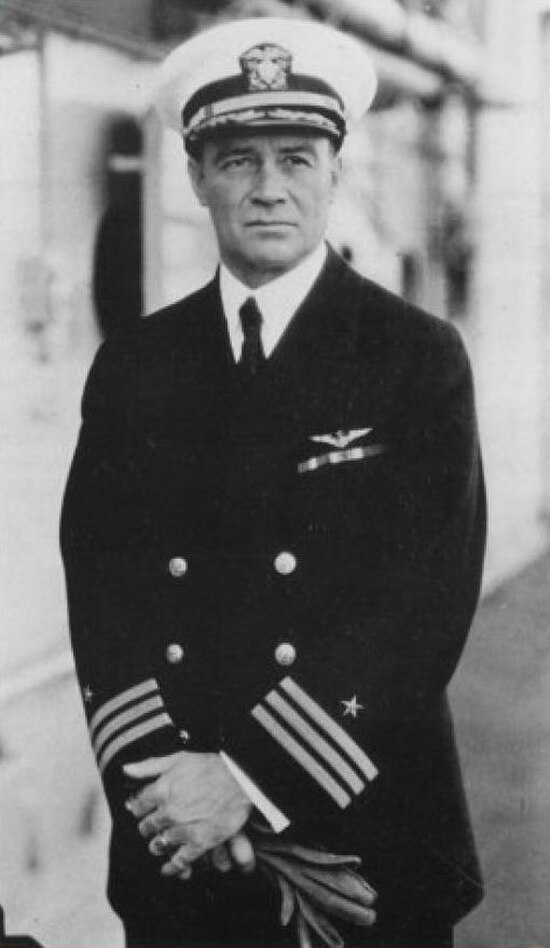 Commander Kenneth Whiting aboard the aircraft carrier USS Saratoga (CV-3) during his 1927–1929 tour as her executive officer.