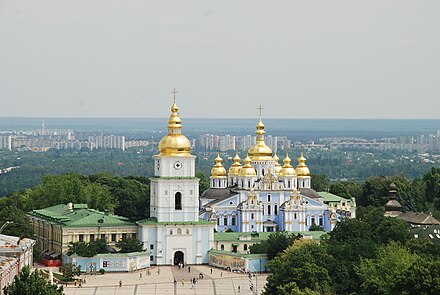 St. Michael's Golden-Domed Monastery and a view over the city.