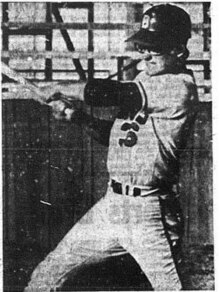 Kurt Russell batting for the Rainbows in 1971. Kurt Russell Rainbows.jpg