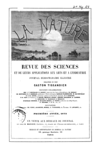 Cover of the first issue of La Nature, 1873. La Nature Cover page.gif