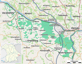 Neuburger Wald (maximale Abgrenzung nach dem Bundesamt für Naturschutz, einschl. der Alkofener Höhen links der Vils)