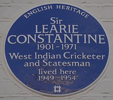 Blue plaque, 101 Lexham Gardens, Kensington, London, his home from 1949 to 1954