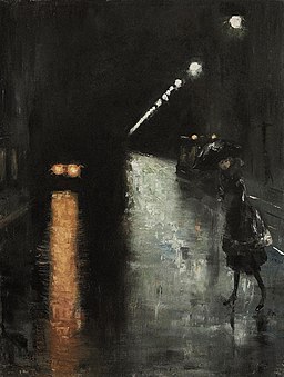 Lesser Ury - Nächtliche Strassenszene, Berlin (1920)