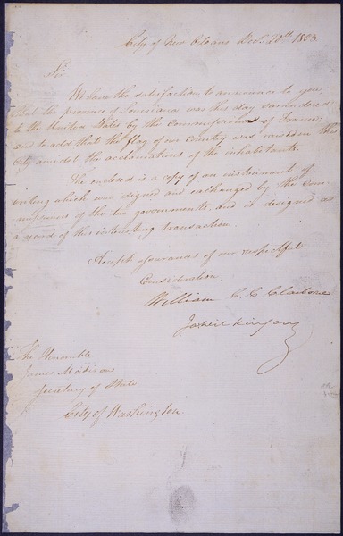 File:Letter to James Madison, Secretary of State, Announcing the Surrender of Louisiana to the United States by France - NARA - 306704.tif