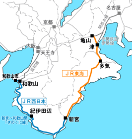 Kisei-lijn op de kaart