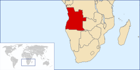 Mapa umístění Angoly na mapě Afriky