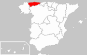 Peta Spanyol nuduhaké lokasi Asturias
