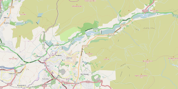 The Londendale reservoirs relative to Glossop and Hadfield