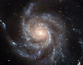 Galaxie Větrník (M101), nejjasnější galaxie ve Skupině galaxií M101. Autor: ESA/NASA.