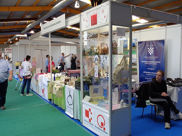 A small trade show in Croatia, with the exhibition booth of the Croatian Chamber of Economy