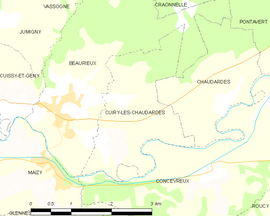 Mapa obce Cuiry-lès-Chaudardes