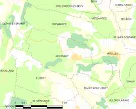 Mapa obce Arcenant