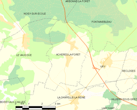 Mapa obce Achères-la-Forêt