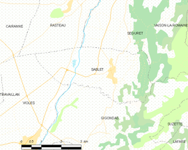 Mapa obce Sablet