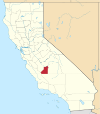 Mapo de Kalifornio kun kantono Kings emfazita