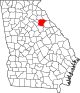 Mapa de Georgia con la ubicación del condado de Oglethorpe