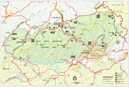 Map of Great Smoky Mountains National Park (Karte)