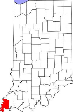 map of Indiana highlighting Posey County
