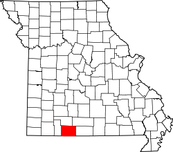 map of Missouri highlighting Taney County