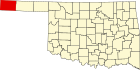 Harta statului Oklahoma indicând comitatul Cimarron