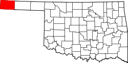 map of Oklahoma highlighting Cimarron County