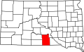 Harta statului South Dakota indicând comitatul Tripp