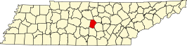 Locatie van Cannon County in Tennessee