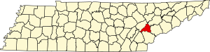 Karte von Tennessee mit Hervorhebung von Loudon County