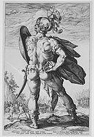 Marcos Valery.  De la serie Héroes de Roma.  1586. Grabado a cincel sobre cobre