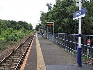 <span class="mw-page-title-main">Marton railway station (North Yorkshire)</span> Railway station in North Yorkshire, England