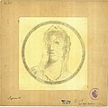 Medallion from the atrium of the House of the Greek Epigrams Pompeii depicting bust of Hera (Juno) wearing tiara and veil.jpg