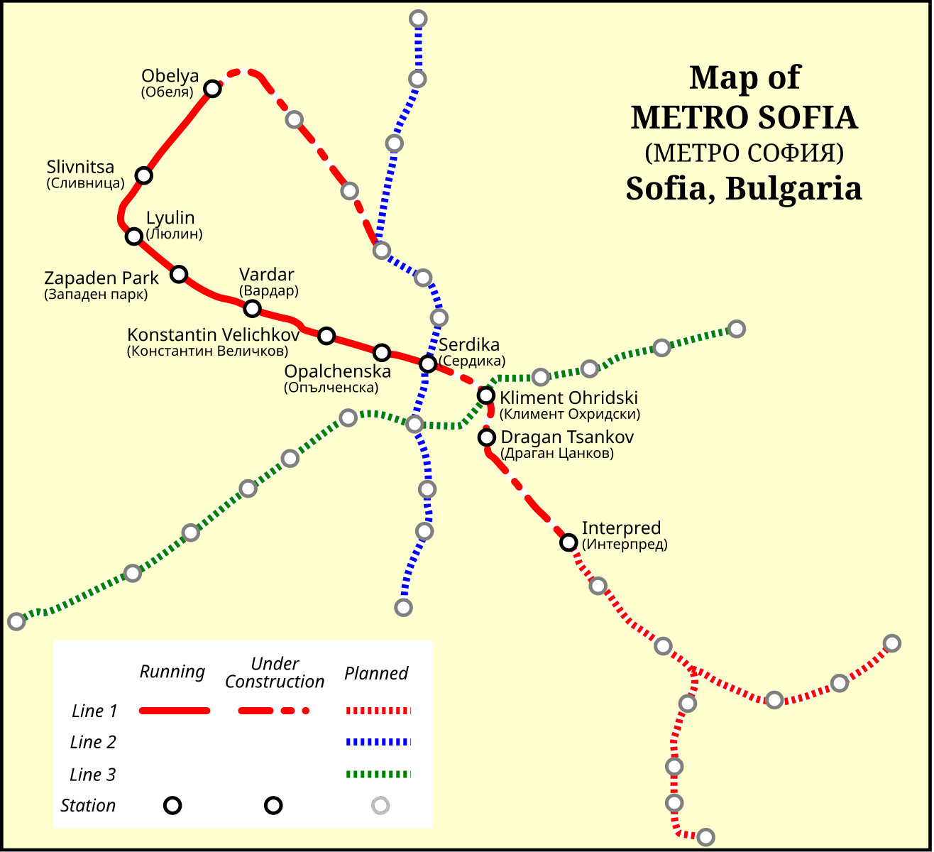 Карта метро софии