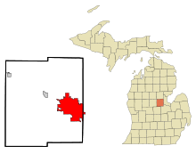 Lage im Midland County und in Michigan