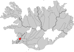 Mosfellsbærin sijainti Islannissa