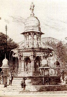 Mulji Jetha air Mancur, Bombay - abad ke-19 drawing.jpg