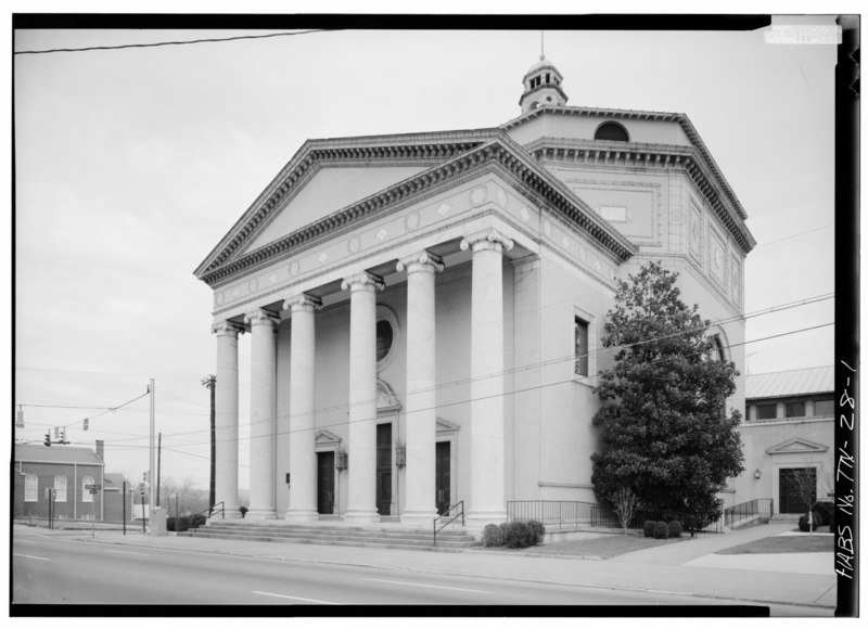 File:NORTHEAST FRONT AND NORTHWEST SIDE, FROM NORTH - First Presbyterian Church, McCallis Avenue and Douglas Street, Chattanooga, Hamilton County, TN HABS TENN,33-CHAT,4-1.tif