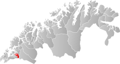 Lage der Kommune in der Provinz Troms og Finnmark