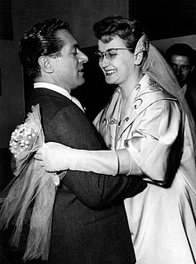 Natalino Otto and Flo Sandon's on the day of their wedding, Italy, 1955.[1]