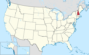 Kort over USA med New Hampshire fremhævet