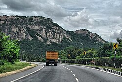 Section of Golden Quadrilateral highway. The project was launched in 2001 by NDA government led by Prime Minister Atal Bihari Vajpayee. Nh76.jpg