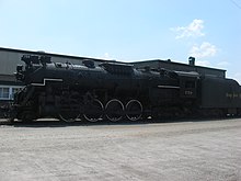 NKP No. 759 undergoing removal of asbestos insulation at Steamtown National Historic Site in 2010